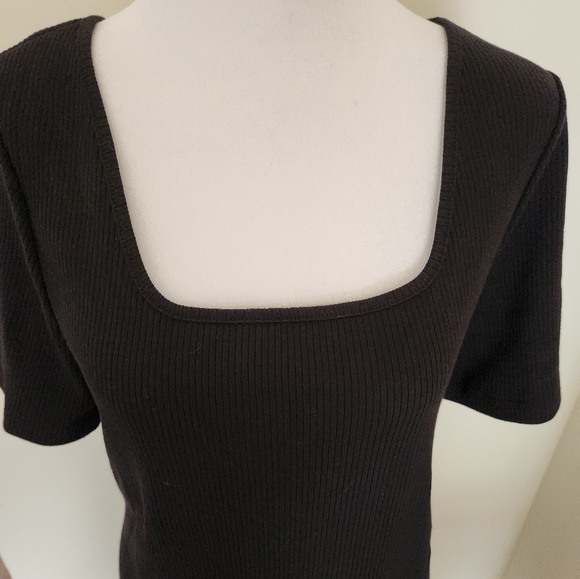 New 1X Puma Black Ribbed Square Neck Bodycon Dress - Picture 5 of 16